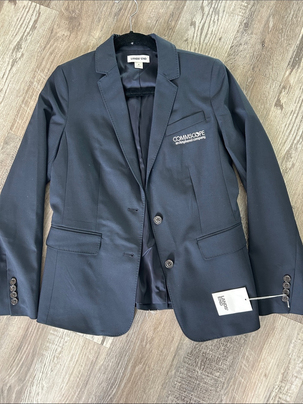 Lands' End Women's  Dark Navy Blazer with Company logo Chest Embroidery